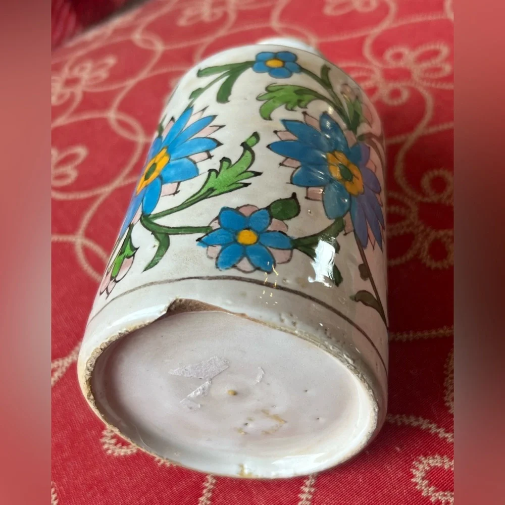 Vintage Turkish Iznik hand Painted Floral Vase